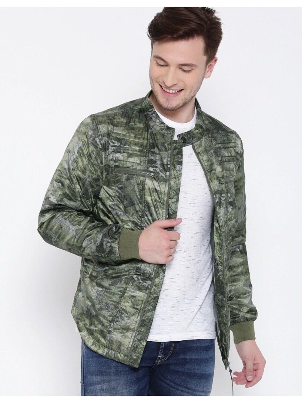 Ed Hardy Mens Lightweight Camo Puffer Jacket Sz Small Nylon